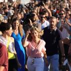 La vicepresidenta segunda del Gobierno, Yolanda Díaz, a la llegada al acto de su nuevo proyecto político, 'Sumar'.