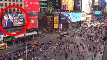Le dedican un vídeo a Mazón en pleno Times Square: "No vuelvas"